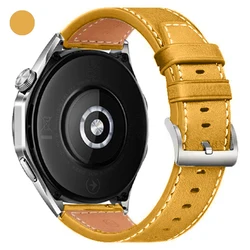 Versatile 22mm Hybrid Leather Silicone Watch Band Strap - 22mm Universal (Leather Yellow)