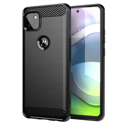 Shockproof Carbon Fiber Brushed Texture Phone Case for Moto One 5G UW Ace (Black)