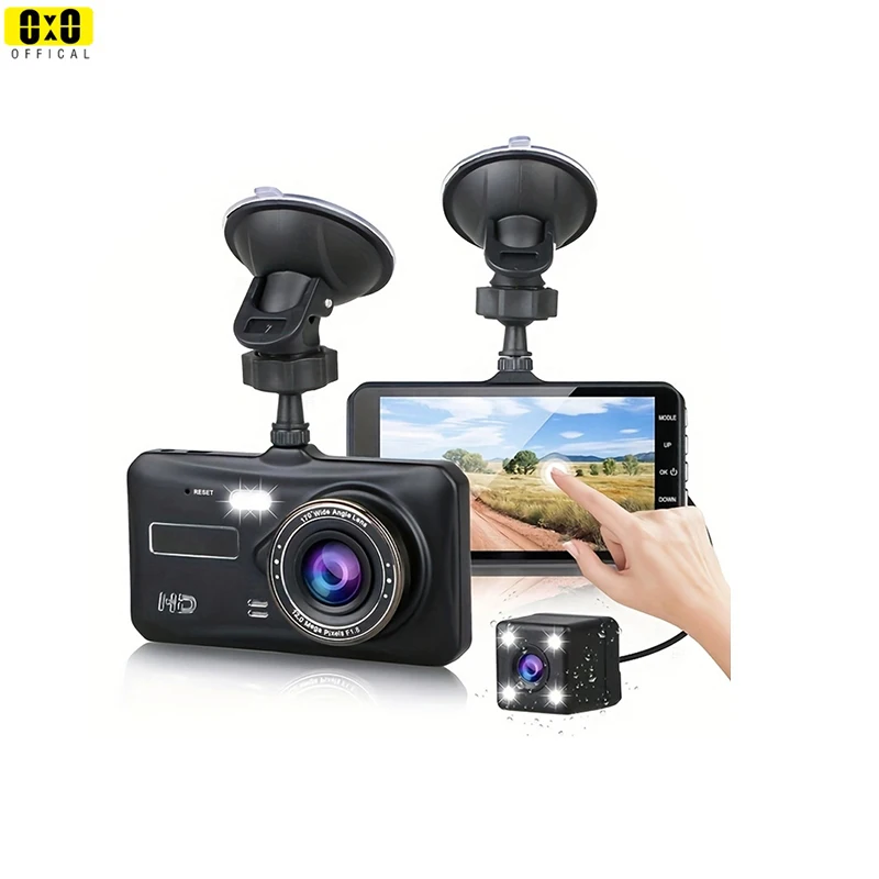 Dash Cam Dual 4-inch Touch Screen Front & Rear 1080P FHD Car DVR Night Vision Parking Mode Loop Recording