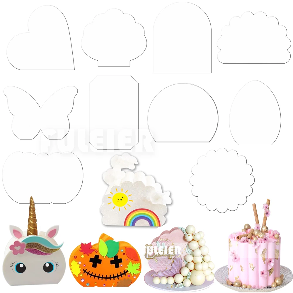 2pcs/set Acrylic Cake Disks Transparent Art Blank Board Cake Tool Tray Stand Baking Cake Decoration Tool Baking Accessories