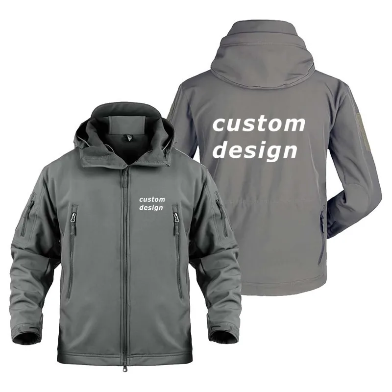 Custom Design Support Customization Diy Logo Multiple Pockets Fleece Warm SoftShell Jackets for Men Military Outdoor Man Coat 2