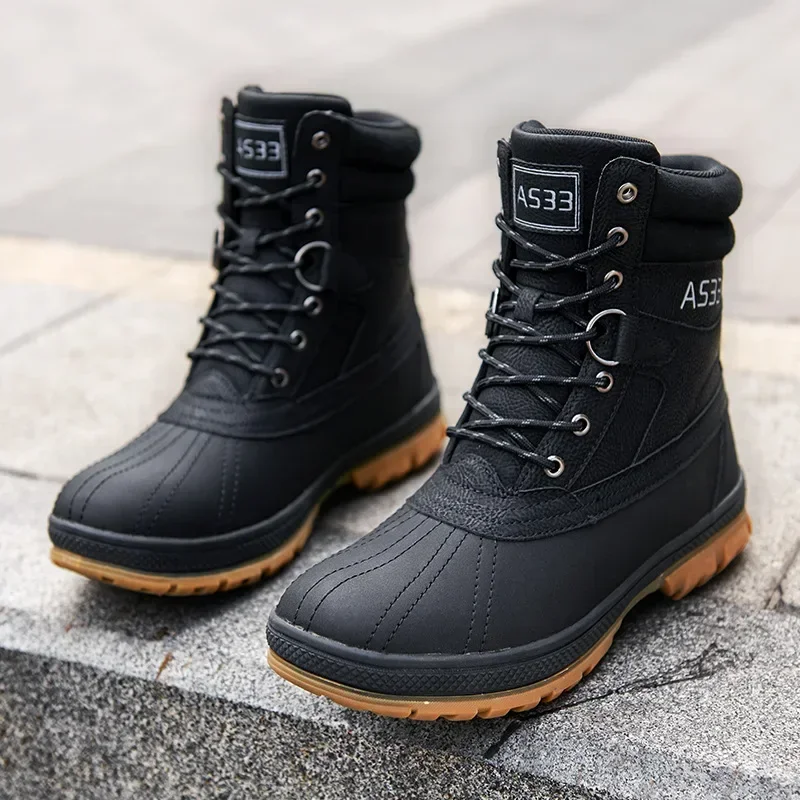 Winter Men's Boots Platform Man's Male Sneakers Leather Male Ankle