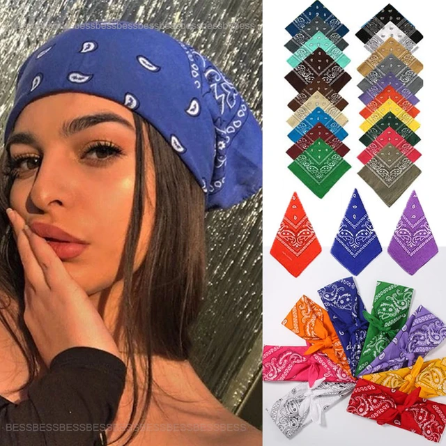 Vintage Bohemia Print Bandana Hair Bands for Girls Women Headband Scarf  Face Mask Cross Turban Bandanas Headwear 55cmX55cm