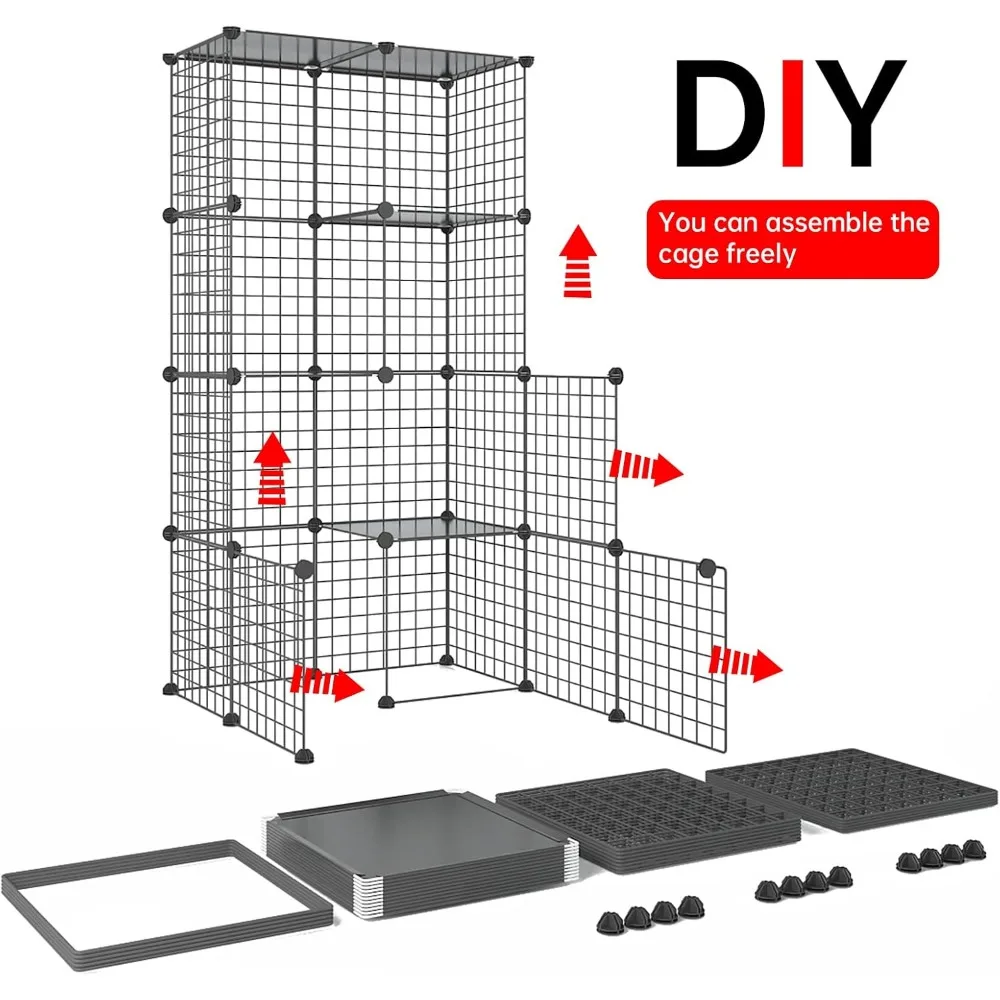 Large Cat Cage Enclosure Indoor DIY Cat Playpen Detachable Metal Wire Kennels Crate 2x3x4 Large Exercise Place