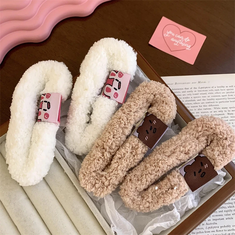 

Large Plush Soft BB Clips Korean Cute Brown Bear Pink Rabbit Headwear for Girls Hair Bangs Side Edge Clips Hair Styling Tools