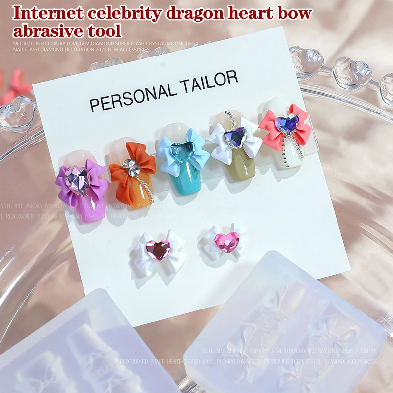 Silicone Nail Carving Mold 3D Bow Tie Mould Stamping Plate Nails Stencils DIY UV Gel Japanese Manicure Tools 4