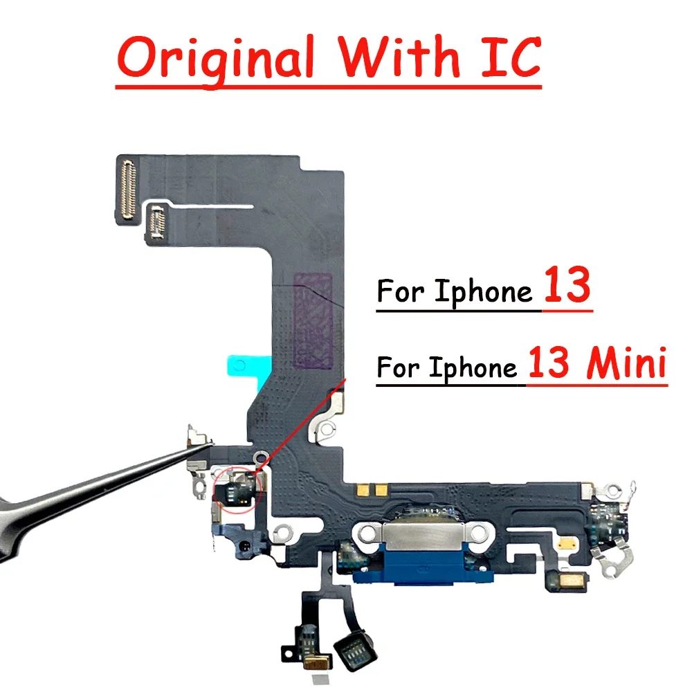 

For iPhone 13 / 13 mini Original USB Charger Charging Port Dock Connector Board Flex Cable With Microphone Mic + Repair Tools