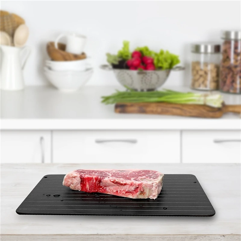 Defrosting Tray 3 Sizes Fast Defrosting Tray Quick Aluminum Thawing Plate Frozen Food Meat Fish