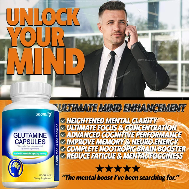 Glutamine Supplement - Rich Vitamin Complex to Support Memory, Concentration, Nervous System and Brain Health, 120 Tablets 4