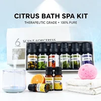 White Simple 6pcs/Set Sweet Orange Eucalyptus Lavender Essential Oil Ladies Spa Body Massage Aromatherapy Essential Oils Sets
