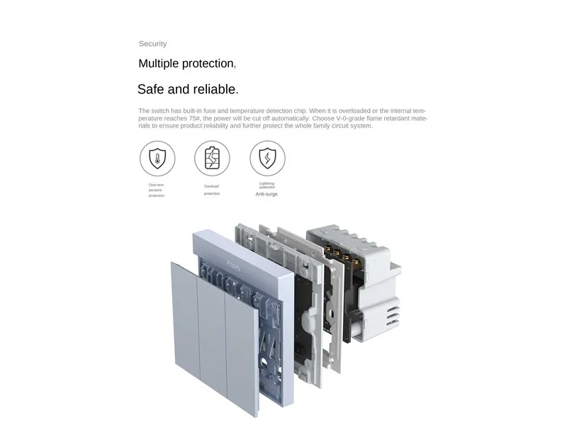 H1M Smart Wall Switch With Neutral MARS-Tech 6 Colors Wireless Key Light Switch