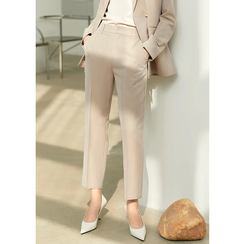 pant suits for older ladies Amii Minimalism Spring Suit Office Lady Blazer  Women Lace Vneck Tanks High Waist Women Pants Female Shorts 12060909 red jogging suit Suits & Blazers