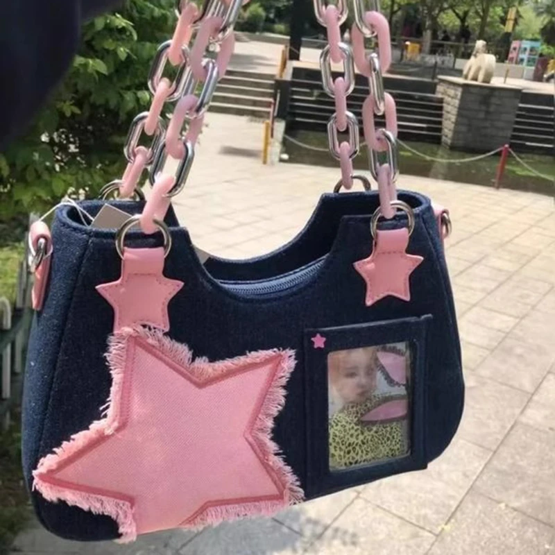 

2023 Cowboy Handbag Y2K Style Shopping Shoulder Bags Fashion Underarm Bag Color Cute Clutches Sturdy Chain Pack Handbag Pouch