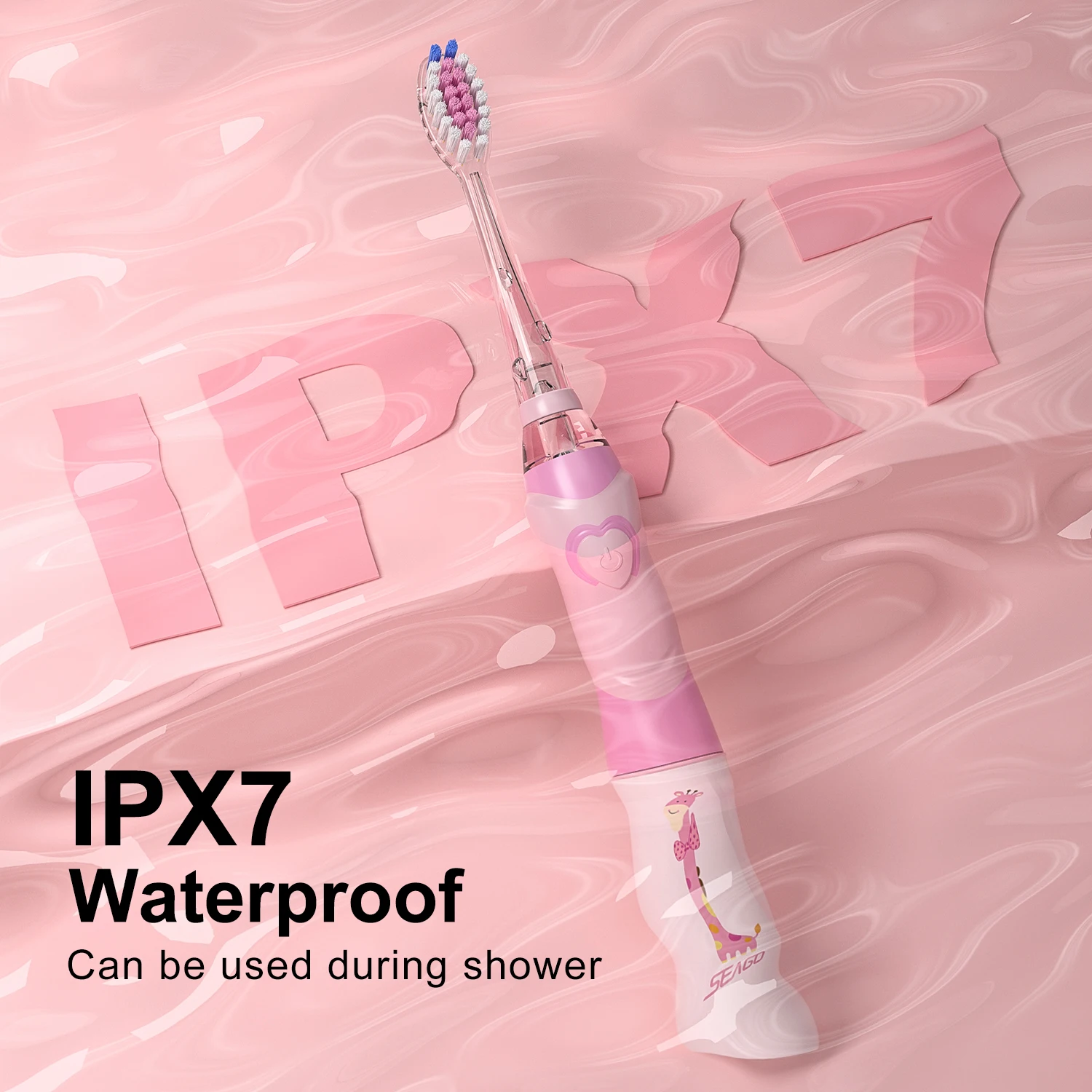 SEAGO Kids Electric Toothbrush Battery with Colorful LED Waterproof Sonic Brush Soft Bristles Teeth Cleaning Oral Care