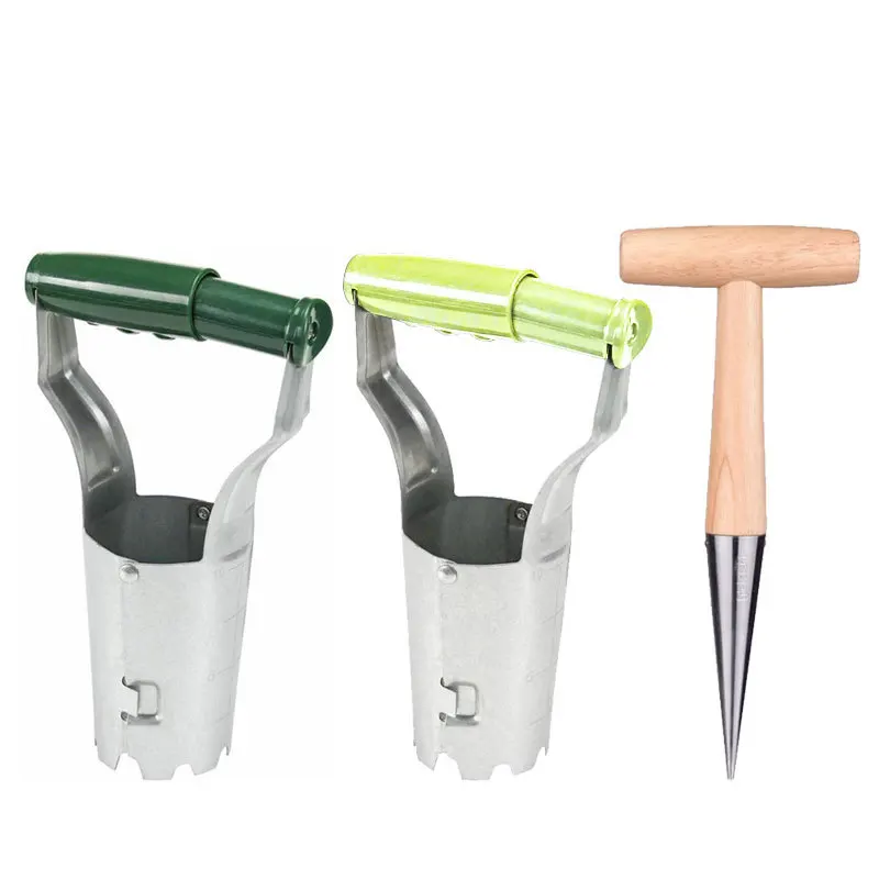Seedling Planting Tool Gardening Bulb Planter Seedling Transplanter Vegetable Flower Plant Transplanters Garden Depth Digging Tool Wooden Handle