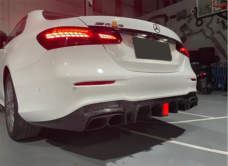 For Mercedes Benz E Class W213 260 300 350 E63S 2021 2022 2023 Real Carbon Fiber Rear Diffuser Bumper Lip Spoiler Tail Throat 51 - Racext For Mercedes Benz E Class W213 260 300 350 E63S 2021 2022 2023 Real Carbon Fiber Rear Diffuser Bumper Lip Spoiler Tail Throat - - Racext 50