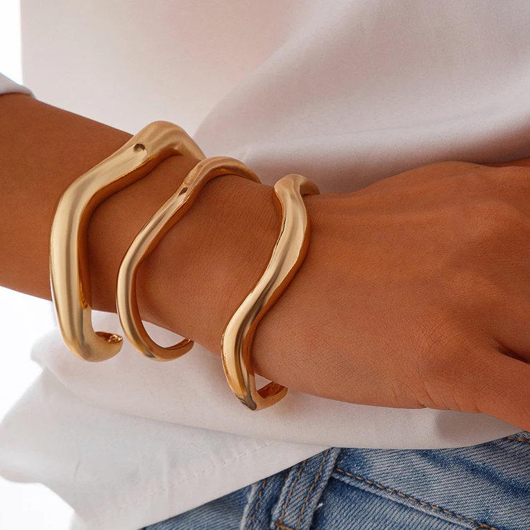 ベンアムン　バングル Ingemark 3Pcs/Set Punk Creative Wave Open Cuff Bangle for