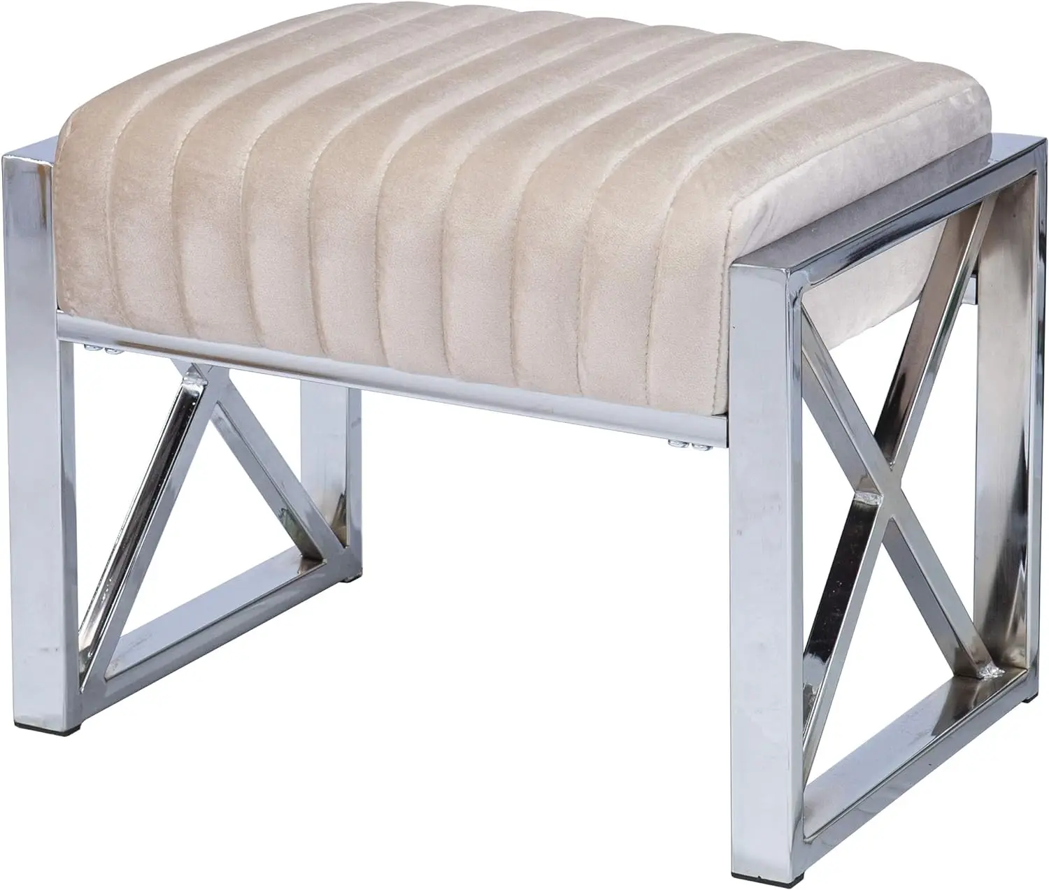 

Velveteen Ottoman, Champagne w/Chrome Restaurant furiture Bathroom cabinets Prefab house Kitchen cabinets full sets Storage cabi