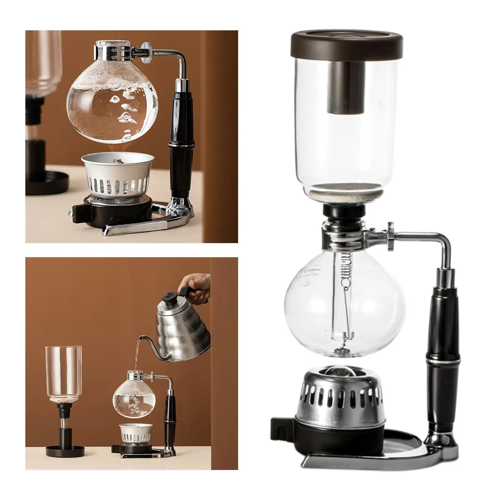 Glass Type Siphon Coffee Maker 3/5 Cups Vacuum Coffeemaker for Coffee Shop Office