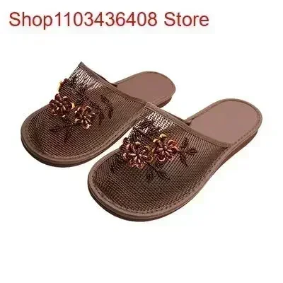 Women Stylish  Floral Slippers Flats Flip Flop Loafers Ladies Mules Fresh Breathable Home Floor Parent-Child Eva Bottom - 4