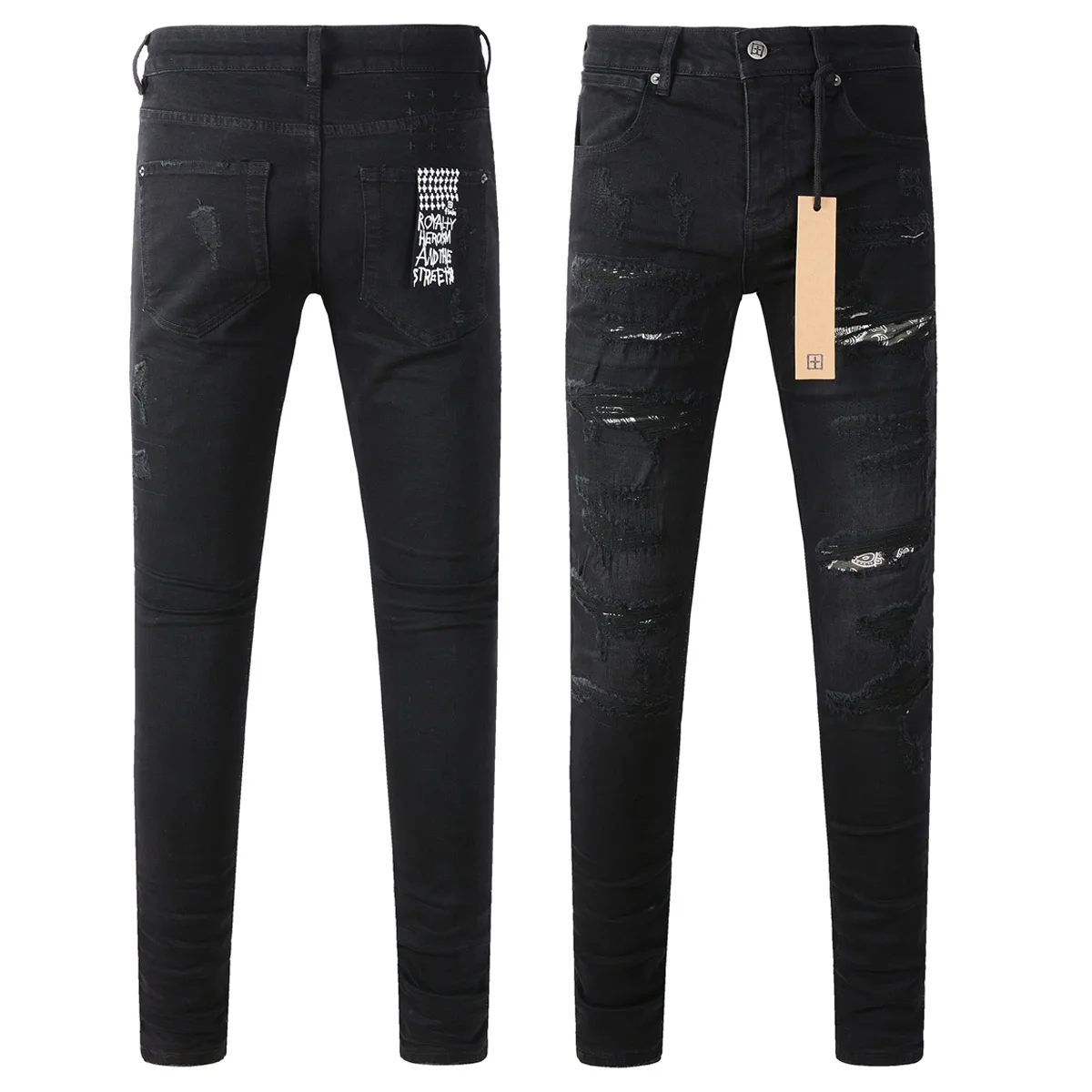 Retro Streetwear KSUBI Jeans Men Cross Brand Black Hole Trend Low Rise Skinny Denim Pants Pleated Ripped Frayed Trousers 3016