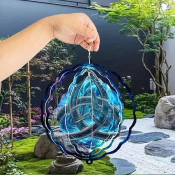 A Stunning Celtic Knot Printed Metal 3D Rotating Wind Chime Featuring a 360° Infinite Rotation 1