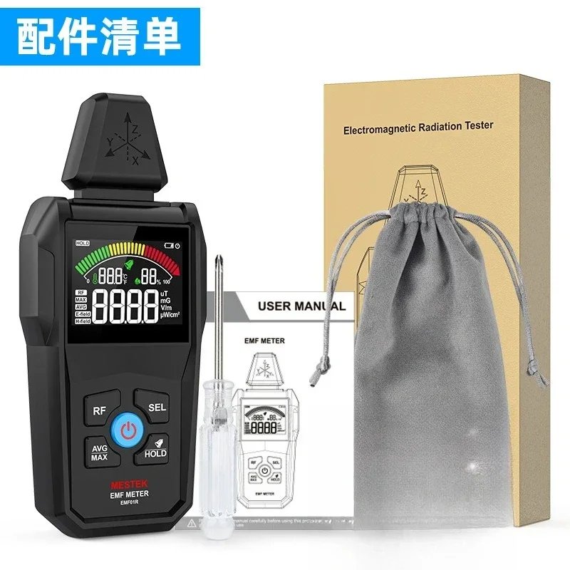 프리미엄 MESTEK EMF01R 고정밀 5-in-1 전자기파 방사선 측정기 가정용 및 습도 측정 장비