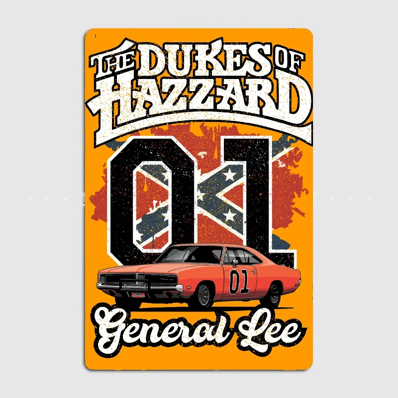 

General Lee Dukes Hazard Poster Metal Tin Sign Truck Indoor and Outdoor Home Bar Coffee Kitchen Wall Decoration