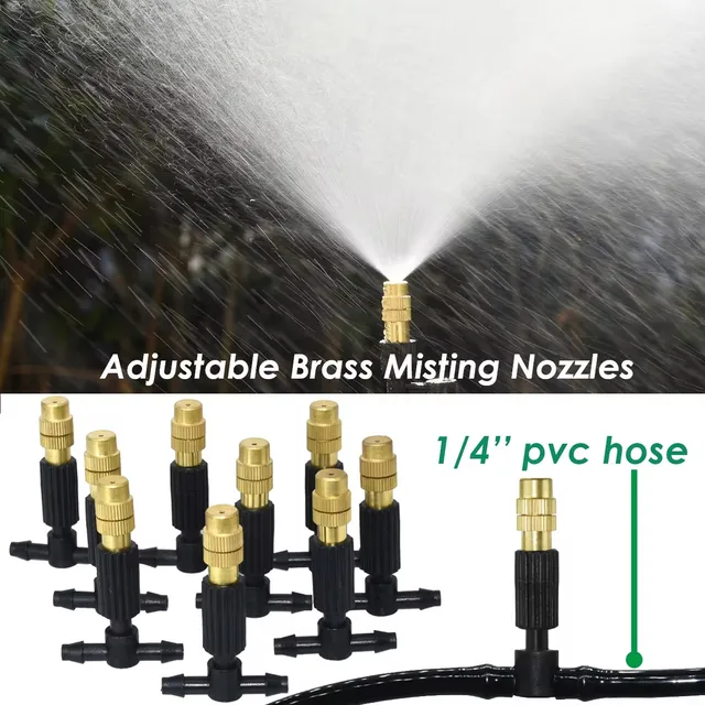 KESLA 5-30M Irrigation Brass Outdoor Nebulizer Atomizer Misting Cooling System Watering Nozzle 1/4 Garden Hose Patio Greenhouse 3