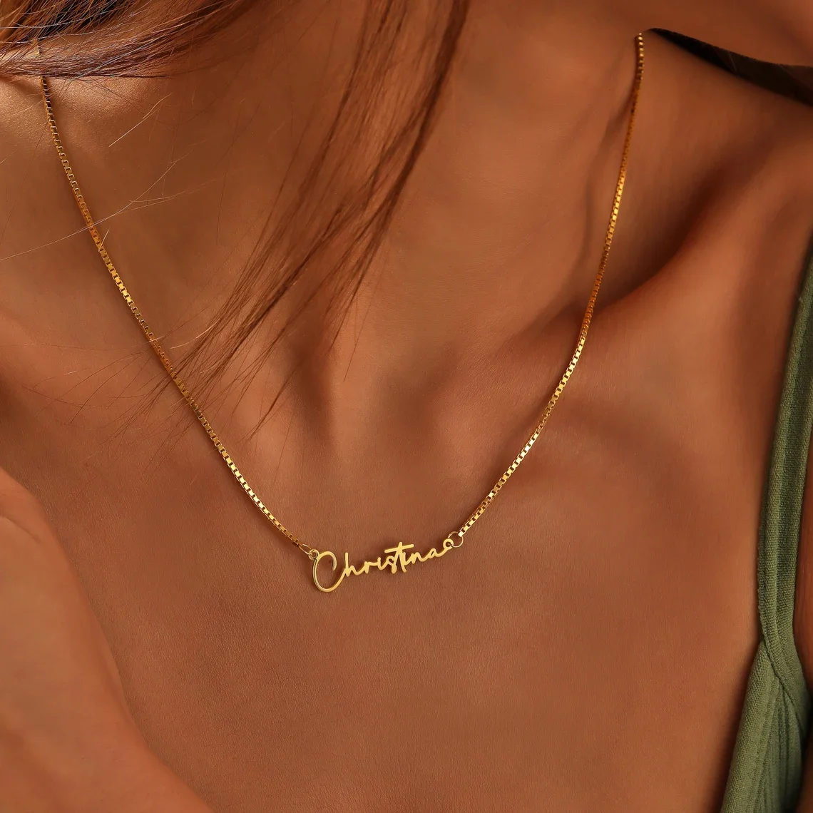 2023 New Custom Name Necklace For Women Any Font with Box Chain Gold Nameplate Necklace Best Friend Perfect Birthday Gift Choker