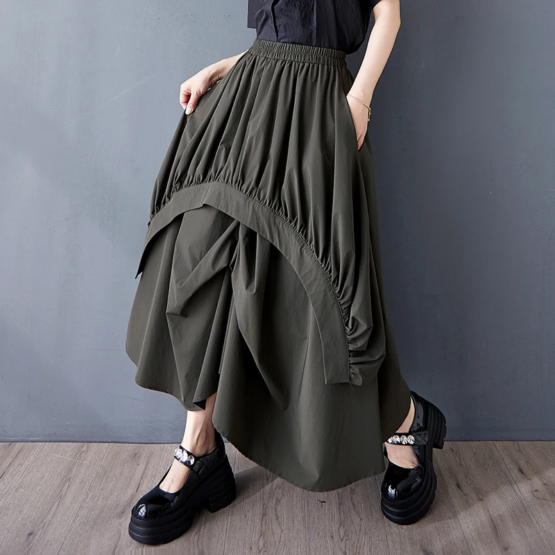 plus size vintage high waist spring summer casual loose long for woman skirts womens 2025 skirt clothing