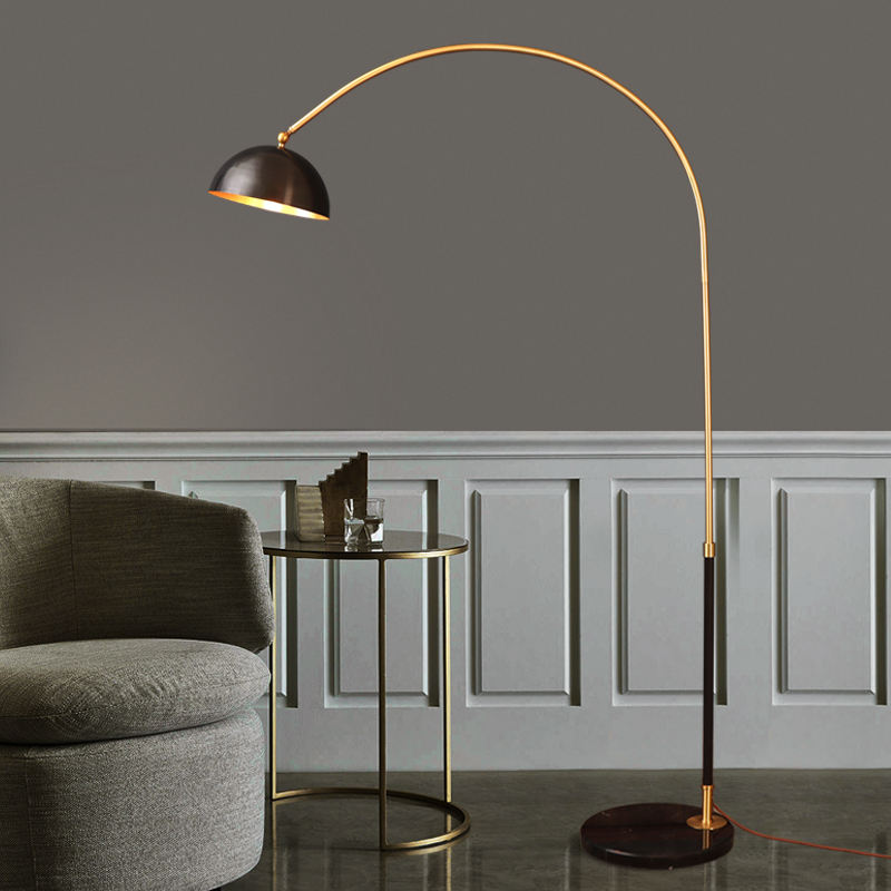 Scandinavian All copper High grade Led Floor Light Living Room Study American Vintage Standing Lights