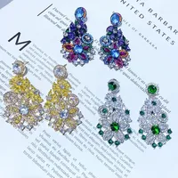 Bilincolor Attractive Colorful Zircon Flower Earrings For Gift or Party 5
