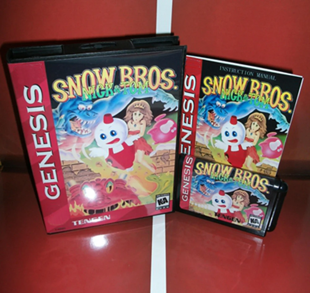 

Snow Bros с коробкой и ручным картриджем для 16-битной игровой карты Sega MD, Megadrive Genesis system