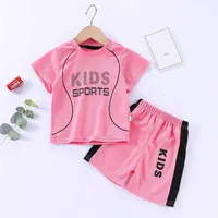 Girls Ball Uniform Set Boys Short-Sleeved T-Shirt Suit Kids Basketball Sportswear Outfit Summer Breathable Tops Shorts 2Pcs