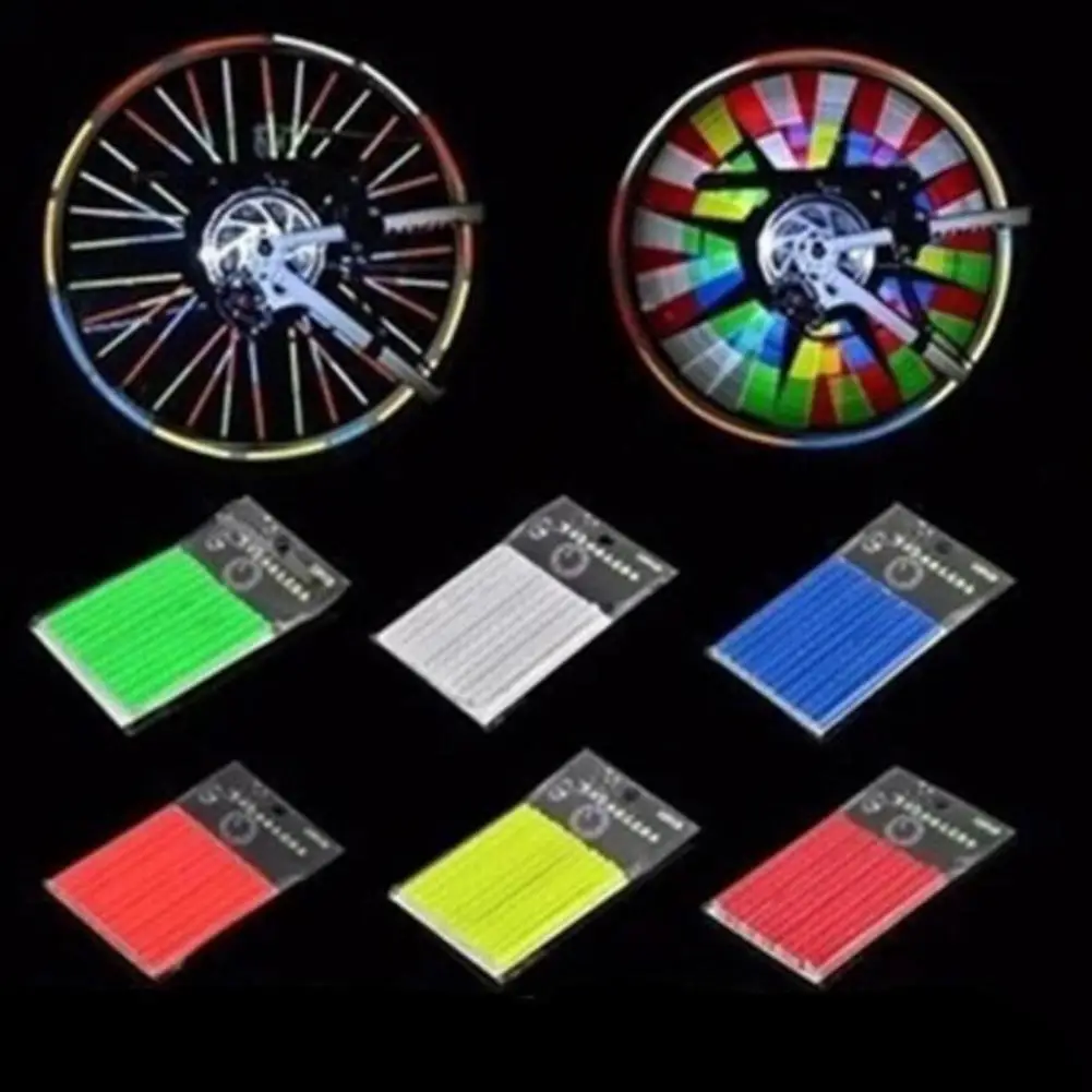12Pcs Bicycle Spoke Skins Wraps Night Riding Road Mountain Bike Colorful Wheel Decoration Reflectors bicycle acesssories