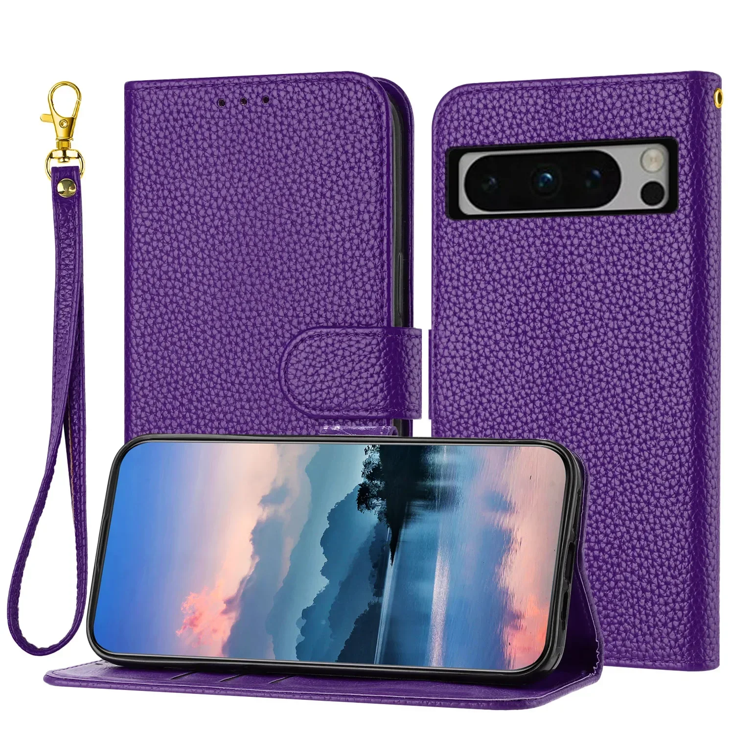 

Cards Solt Wallet Leather Book Case For Google Pixel 8 Pro 7 7A 4 5XL 6 Stand Ultra Thin Lichee Skin Feeling Bag Pocket Cover