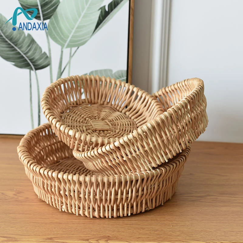 Steamed Bread Basket Willow Rattan Bamboo Basket Storage Basket Woven Asket Fruit Bnacks Bread Brame Bamboo Basket Desktop