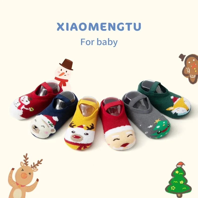 

Fashion Trend Christmas Wool Circle Thickened Baby Floor Socks Non-slip Indoor Early Learning Toddler Socks