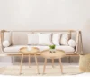 Round Coffee Table Set of 2, Natural Boho Coffee Table, Small Mid Century Modern Rattan Coffee Table, Boho Side Table End Tables 2