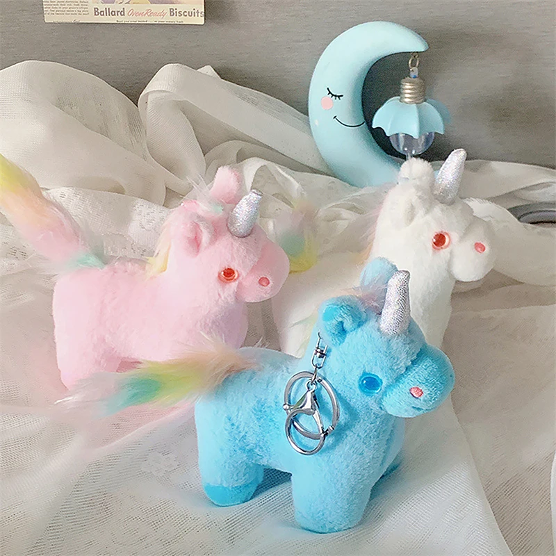 

Cartoon Mini Pendant Keychains Unicorn Plush Soft Stuffed Popular Animal Horse Toy Pendant For Children Girls
