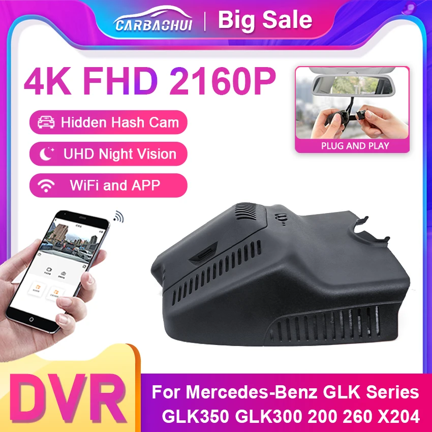 

4K Easy to install Car DVR Video Recorder Dash Cam Camera For Mercedes-Benz GLK Series GLK 350 GLK300 GK200 GK260 X204 2011~2019