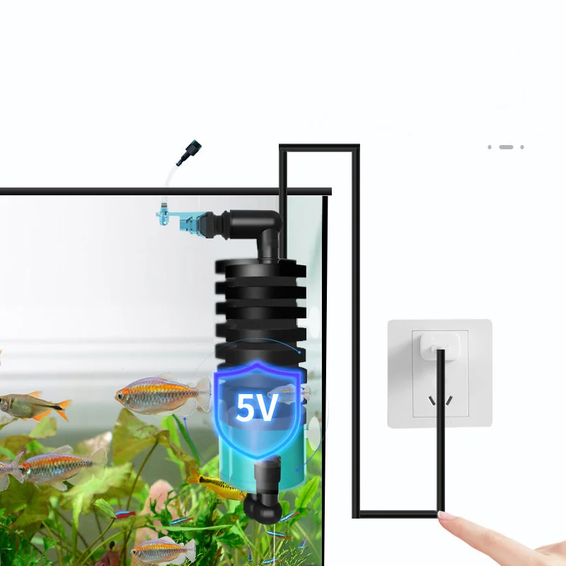 Qanvee 전기 물 스폰지 USB 정수기, 생물 산소 어항 필터, 폼 수족관 액세서리 Filtro Akvarium 캐니스터