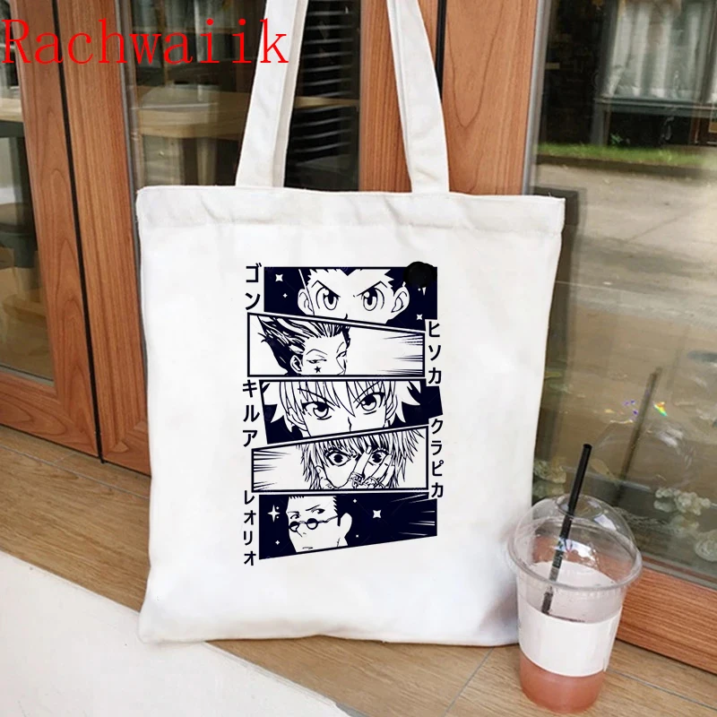 japanese Anime hunter x hunter Eco Canvas Shopper Bag Manga Tote Harajuku Women Shoulder Bag Killua Zoldyck Hisoka Shopping Bag Women's Bags best of sale Totes
