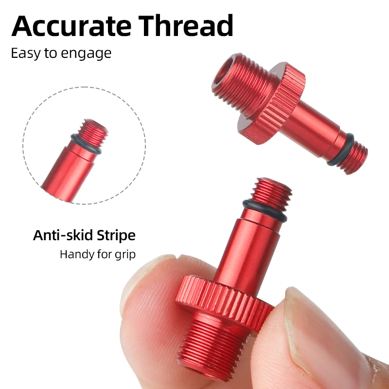 8V1 Thread 5V1 Thread AV Nozzle Inflation Aluminum Alloy Adaptors W/ 4 Spare O-rings Fits MTB Road Bicycle IFP Type Nozzle