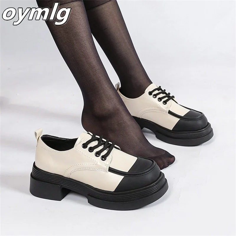 Thick Sole Lefu Shoes for Women's 2023 Autumn New Small Leather Shoes Increase Versatile Casual Mary Jane Single Shoes