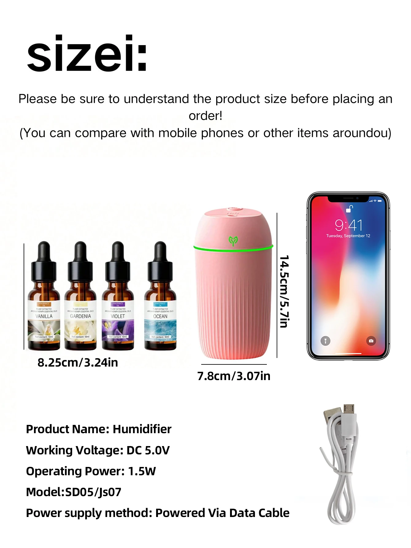 420ml Portable USB Ultrasonic Air Mini Humidifier Essential Oil Diffuser Car Purifier Aroma Anion Mist Maker 2