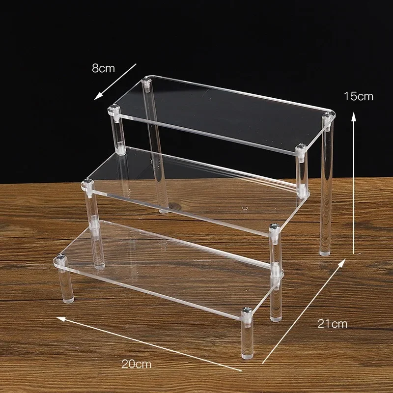Sleek Black Acrylic Multi-Tier Display Stand for Collectibles and Décor