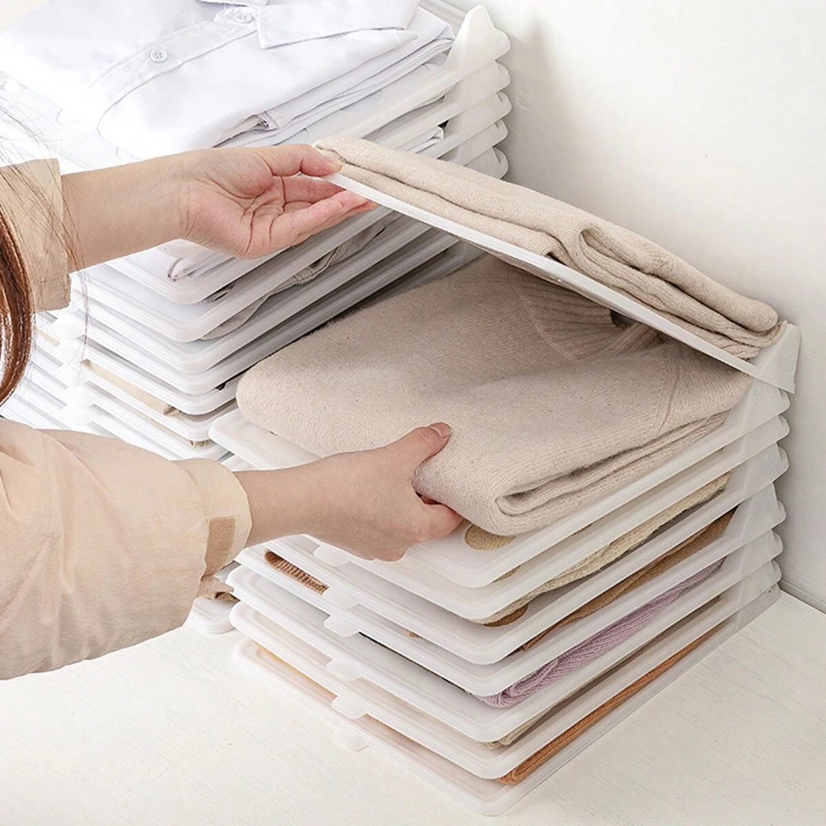 5pcs-Wardrobe Storage Dressbook Plastic Clothing Folding Board Rack Organizer