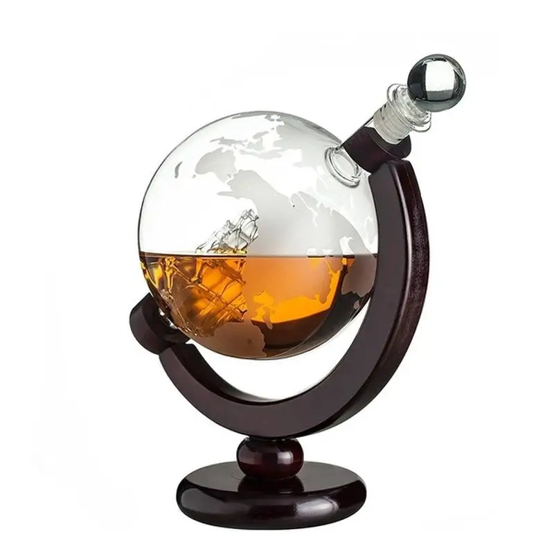 Description Picture 6 of item850ml Large Glass Globe Round Liquor Decanter Gift Whiskey Bottle Wine Decanter Holder Shot glasses dispenser Drink dispenser